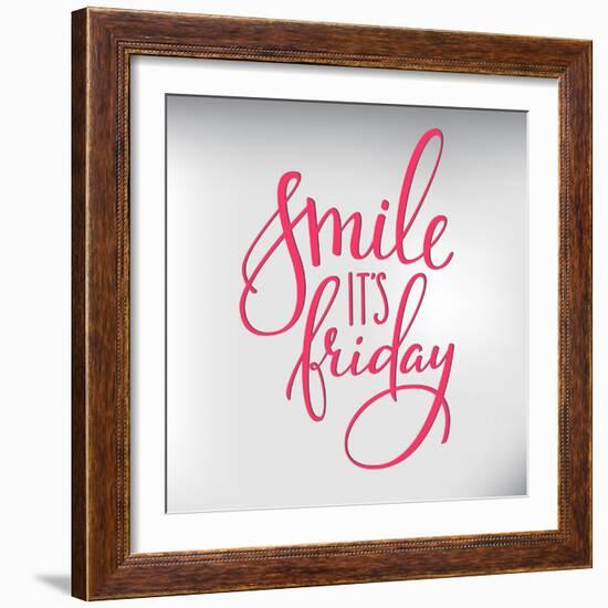 Smile its Friday Lettering-Lelene-Framed Art Print