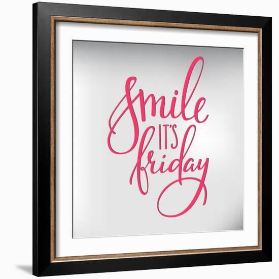 Smile its Friday Lettering-Lelene-Framed Art Print