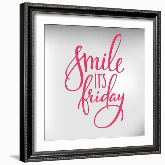 Smile its Friday Lettering-Lelene-Framed Art Print