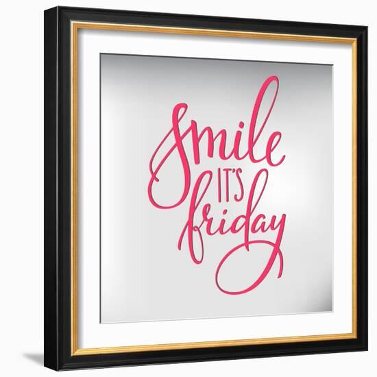 Smile its Friday Lettering-Lelene-Framed Art Print