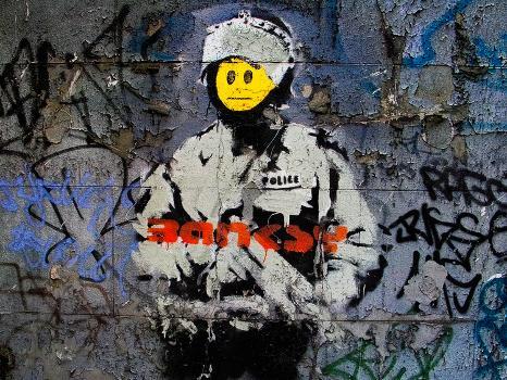 BANKSY's GRAFFITI STICKER - Happy Face Posters By Graffiti Artist