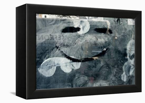 Smiley Face on Frosted Window NYC-null-Framed Stretched Canvas