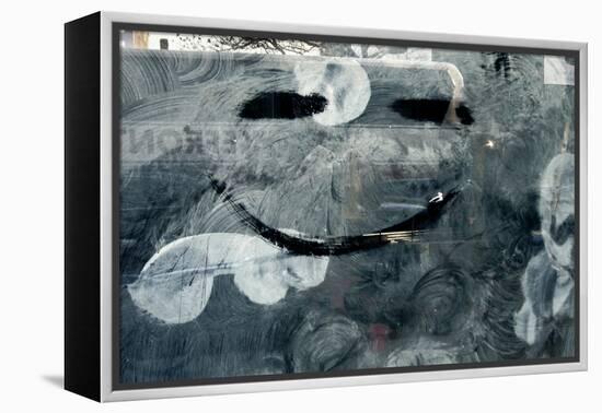 Smiley Face on Frosted Window NYC-null-Framed Stretched Canvas