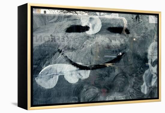 Smiley Face on Frosted Window NYC-null-Framed Stretched Canvas