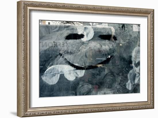 Smiley Face on Frosted Window NYC-null-Framed Photo