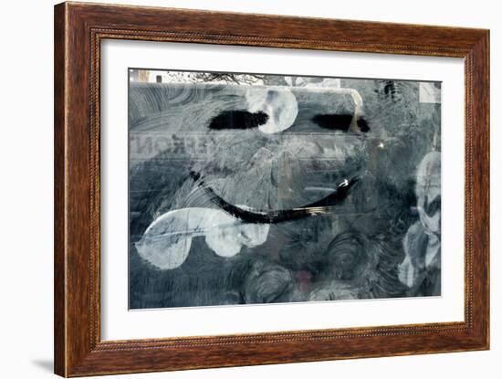 Smiley Face on Frosted Window NYC-null-Framed Photo