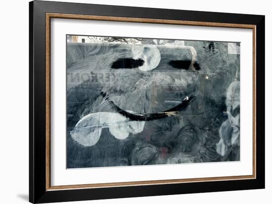 Smiley Face on Frosted Window NYC-null-Framed Photo