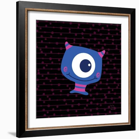 Smiley-Blue Fish-Framed Art Print