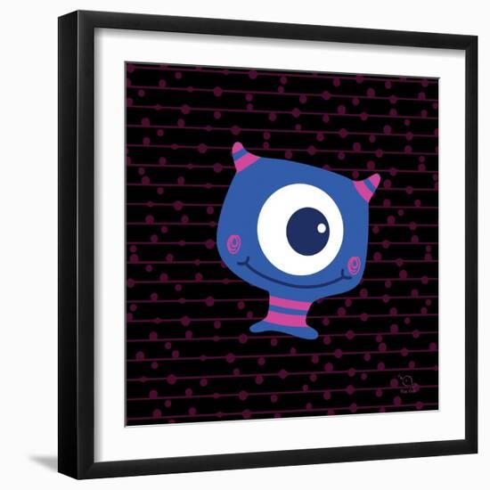 Smiley-Blue Fish-Framed Art Print