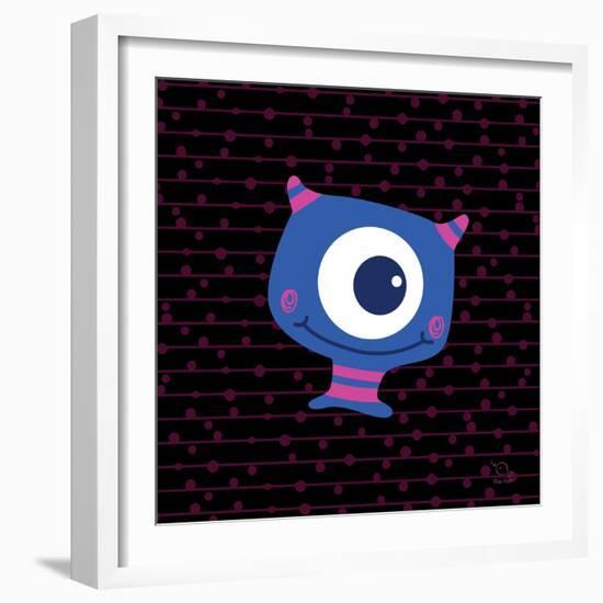 Smiley-Blue Fish-Framed Art Print