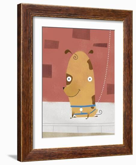 Smiling dog on a leash-Harry Briggs-Framed Giclee Print