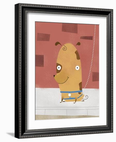 Smiling dog on a leash-Harry Briggs-Framed Giclee Print