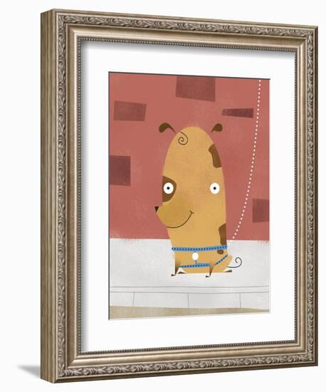 Smiling dog on a leash-Harry Briggs-Framed Giclee Print