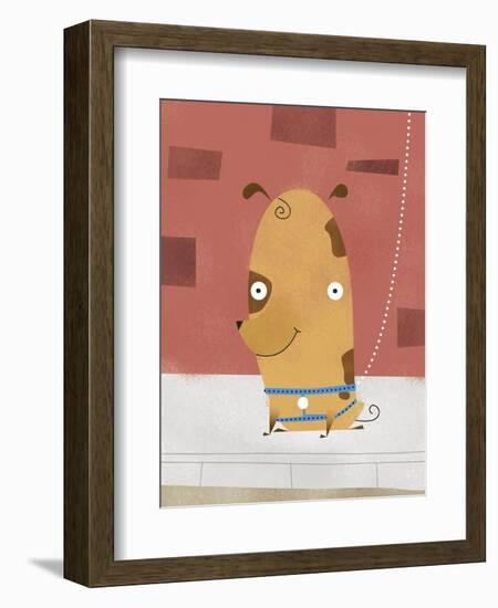 Smiling dog on a leash-Harry Briggs-Framed Giclee Print