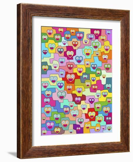 Smiling Hearts Pattern II-Miguel Balbás-Framed Giclee Print