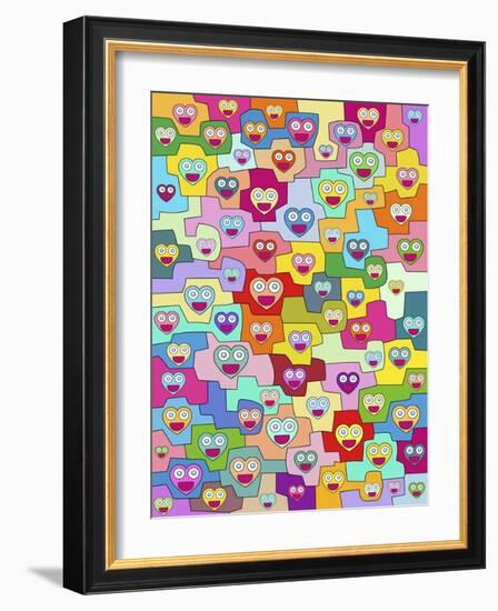 Smiling Hearts Pattern II-Miguel Balbás-Framed Giclee Print