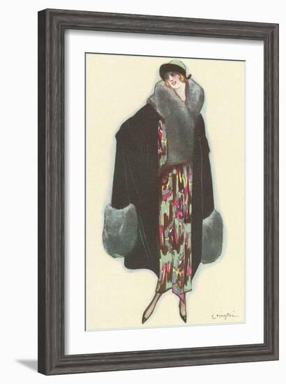 Smiling Lady with Fur-Trimmed Coat-null-Framed Art Print