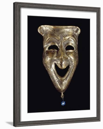 Smiling Mask with Incised Decoration and Attached Glass Eye-null-Framed Giclee Print