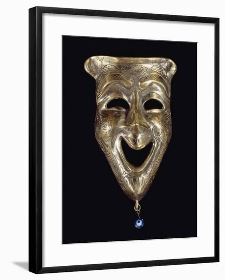 Smiling Mask with Incised Decoration and Attached Glass Eye-null-Framed Giclee Print