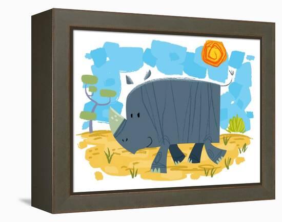Smiling rhinoceros-Harry Briggs-Framed Premier Image Canvas