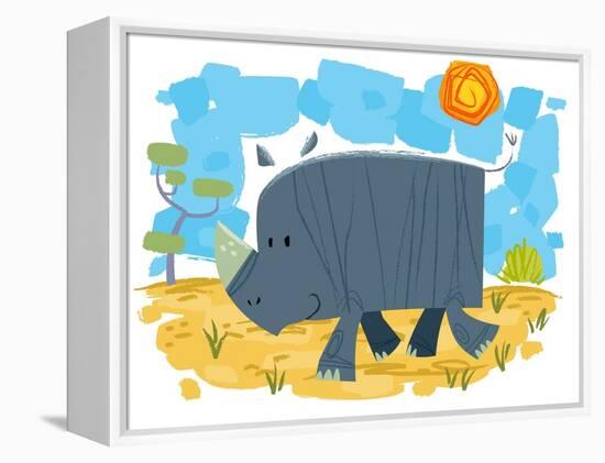 Smiling rhinoceros-Harry Briggs-Framed Premier Image Canvas