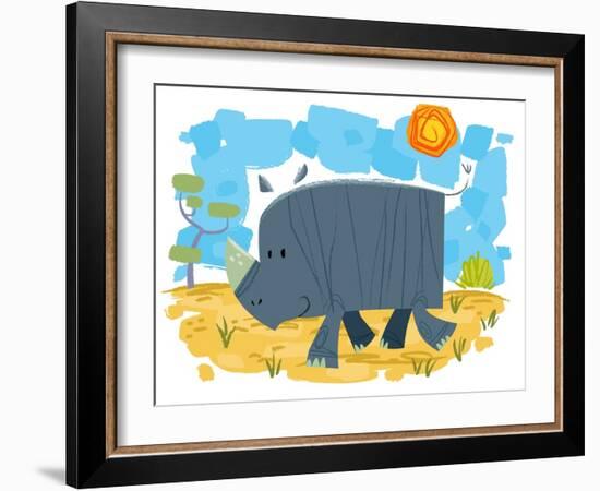 Smiling rhinoceros-Harry Briggs-Framed Giclee Print