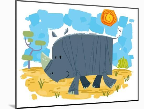 Smiling rhinoceros-Harry Briggs-Mounted Giclee Print