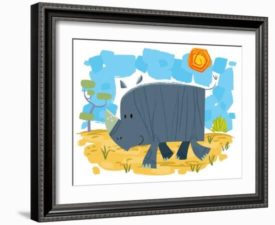 Smiling rhinoceros-Harry Briggs-Framed Giclee Print