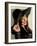 Smiling teenage girl in black hat-Charles Bowman-Framed Photographic Print