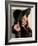 Smiling teenage girl in black hat-Charles Bowman-Framed Photographic Print