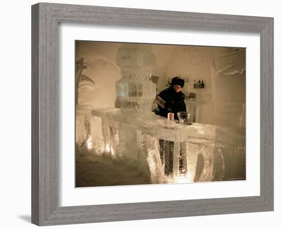 Smirnoff Ice Bar, Ice Hotel, Quebec, Quebec, Canada-Alison Wright-Framed Photographic Print