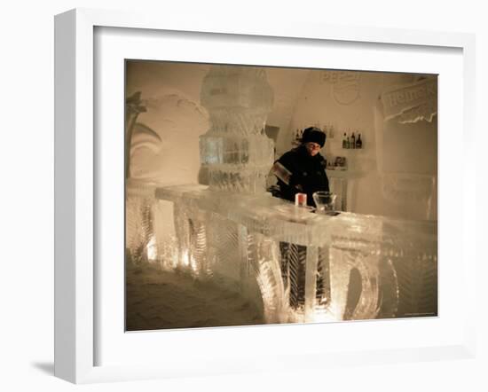 Smirnoff Ice Bar, Ice Hotel, Quebec, Quebec, Canada-Alison Wright-Framed Photographic Print