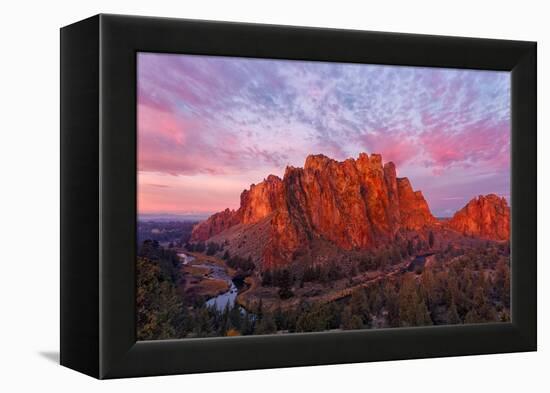 Smith Rock State Park at sunrise, Oregon. Famous for rock climbing.-Adam Jones-Framed Premier Image Canvas