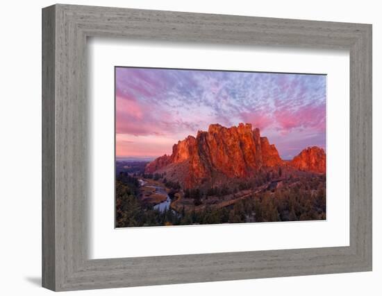 Smith Rock State Park at sunrise, Oregon. Famous for rock climbing.-Adam Jones-Framed Photographic Print