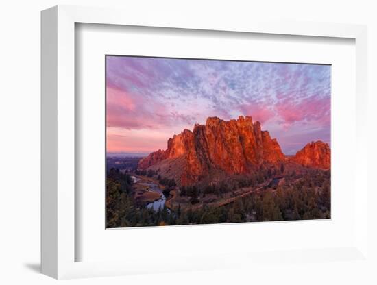 Smith Rock State Park at sunrise, Oregon. Famous for rock climbing.-Adam Jones-Framed Photographic Print