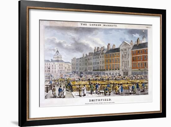 Smithfield Market, West Smithfield, London, C1825-null-Framed Giclee Print