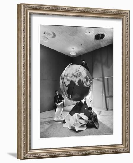 Smithsonian Institution Scientists Dr. Josef A. Hynek Plotting Orbit of Sputnik I-Dmitri Kessel-Framed Photographic Print