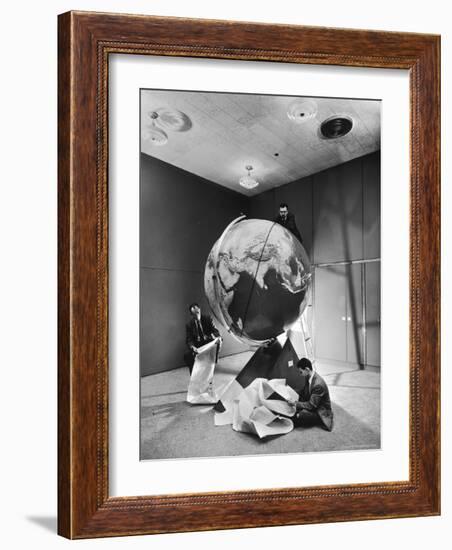 Smithsonian Institution Scientists Dr. Josef A. Hynek Plotting Orbit of Sputnik I-Dmitri Kessel-Framed Photographic Print