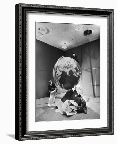 Smithsonian Institution Scientists Dr. Josef A. Hynek Plotting Orbit of Sputnik I-Dmitri Kessel-Framed Photographic Print