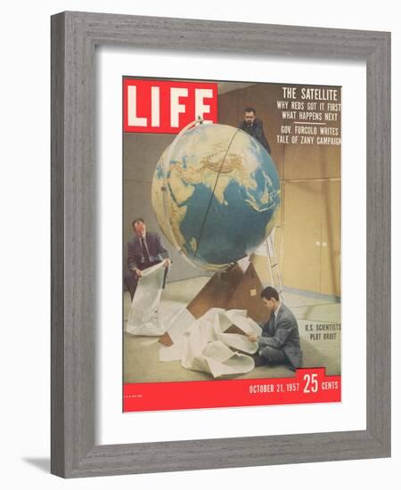 Smithsonian Observatory Scientists Working at M.I.T. to Calculate Sputnik's Orbit, October 21, 1957-Dmitri Kessel-Framed Photographic Print