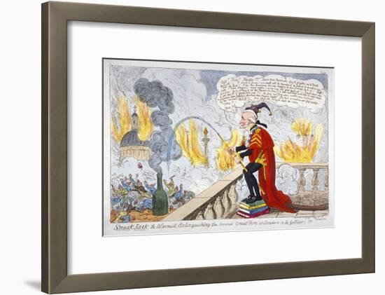 Smoak Jack the Alarmist, Extinguishing the Second Great Fire of London (A La Gullive)!!!, 1819-George Cruikshank-Framed Giclee Print