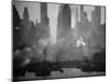 Smoggy Waterfront Skyline of New York City as Seen from the Shores of New Jersey-Andreas Feininger-Mounted Photographic Print