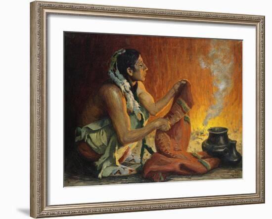 Smoke Ceremony-Eanger Irving Couse-Framed Giclee Print