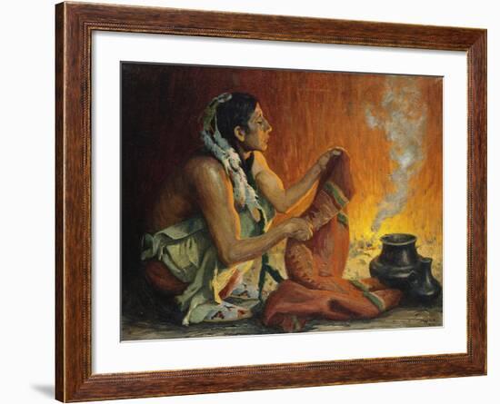 Smoke Ceremony-Eanger Irving Couse-Framed Giclee Print