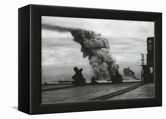 Smoke from a Merchant Ship Bombed in an Allied Convoy to the Soviet Union (Russia)-null-Framed Stretched Canvas