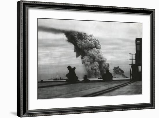 Smoke from a Merchant Ship Bombed in an Allied Convoy to the Soviet Union (Russia)-null-Framed Photo