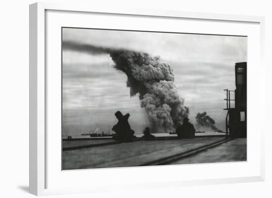 Smoke from a Merchant Ship Bombed in an Allied Convoy to the Soviet Union (Russia)-null-Framed Photo