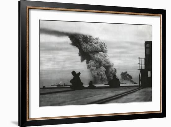 Smoke from a Merchant Ship Bombed in an Allied Convoy to the Soviet Union (Russia)-null-Framed Photo