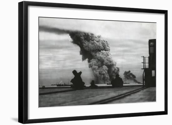 Smoke from a Merchant Ship Bombed in an Allied Convoy to the Soviet Union (Russia)-null-Framed Photo