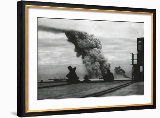 Smoke from a Merchant Ship Bombed in an Allied Convoy to the Soviet Union (Russia)-null-Framed Photo